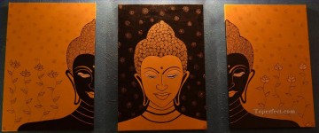 Establecer grupo Painting - Buda en naranja en paneles escenificados